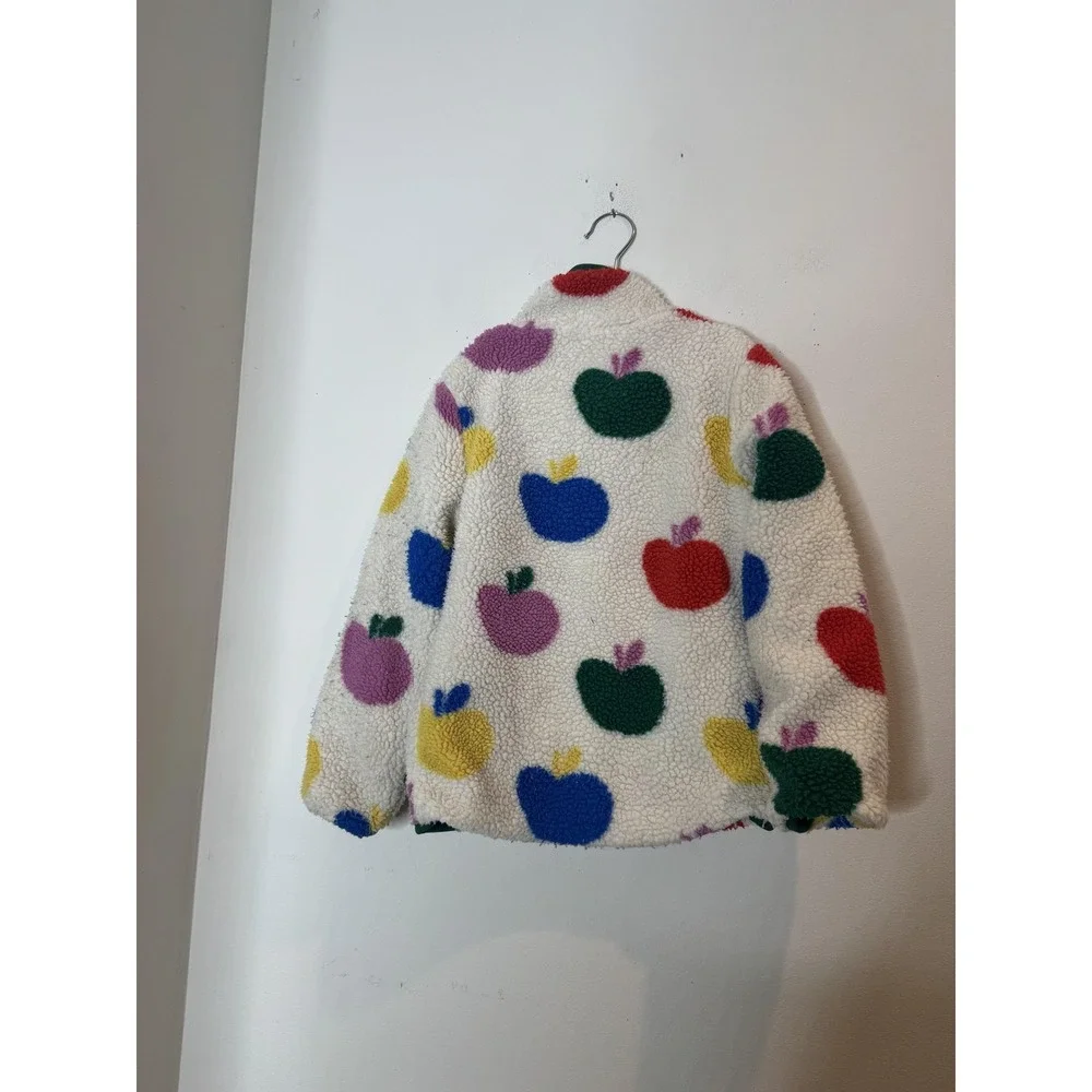 Mini Boden Jacket Kids 7-8 Years Cream Apple Sherpa Fleece Full‎ Zip Coat